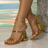 Gold Narrow Band High Heel Sandals Women Fashion Ankle Buckle Strange Style Designer Shoes Sexy Banquet Dress Shoe Zapatos Mujer