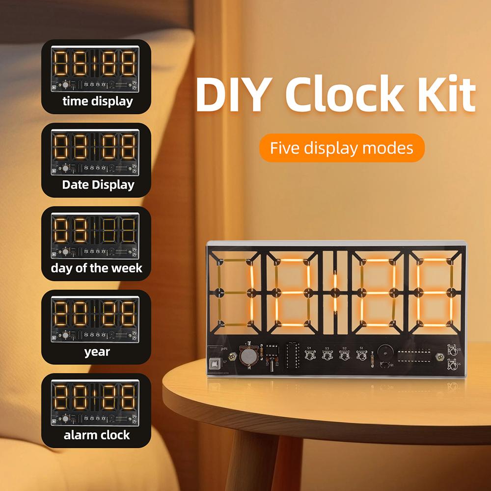 DIY Soldering Practice Kit 4-Digit Digital Light Bar Clock Kit with Lighting Adjustment Soldering Projects DIY Electronic Kits