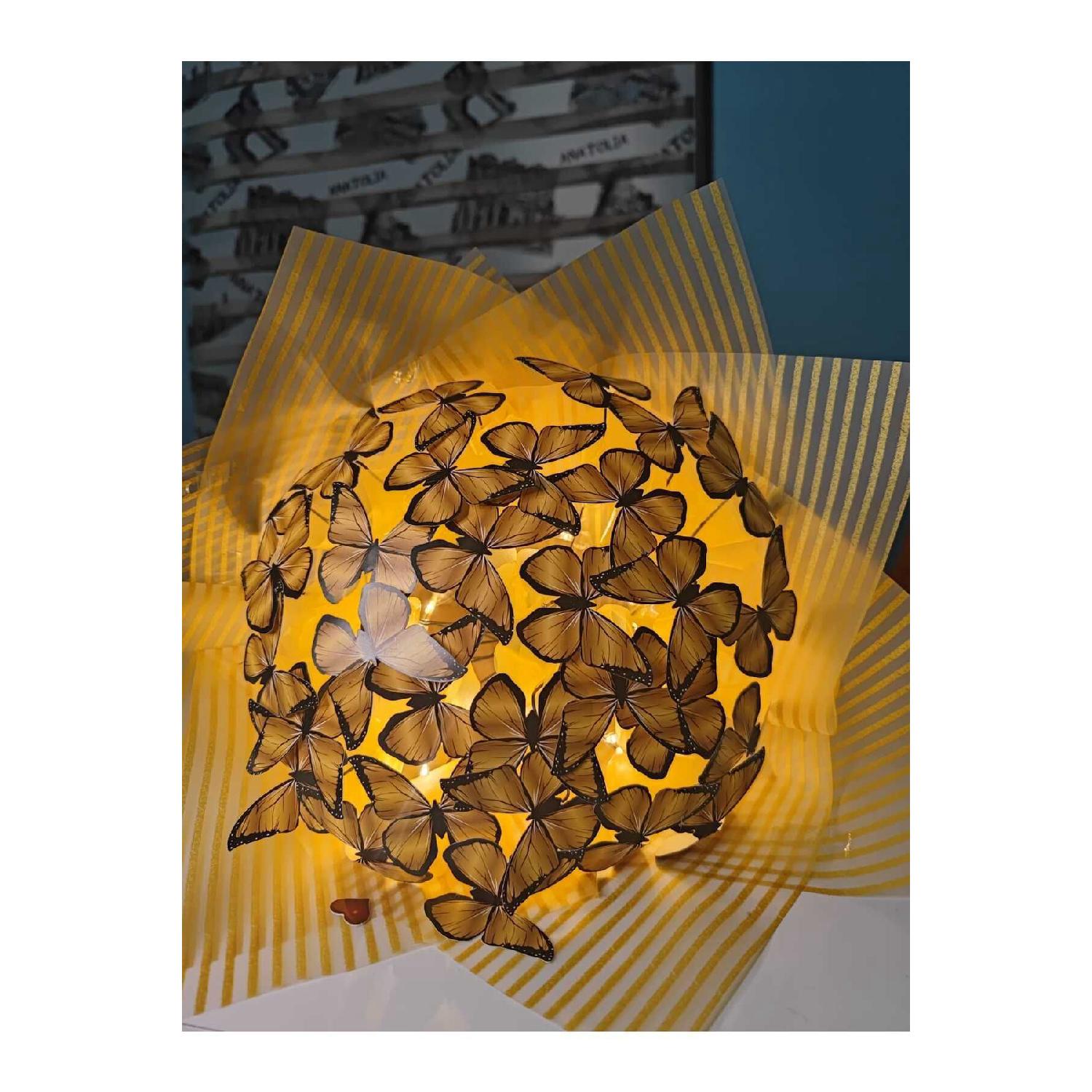 

Butterfly Bouquet Gold 24 Butterflies With Lights (yellow Leds) Premium Bouquet As A Gift For Your Lover золотой
