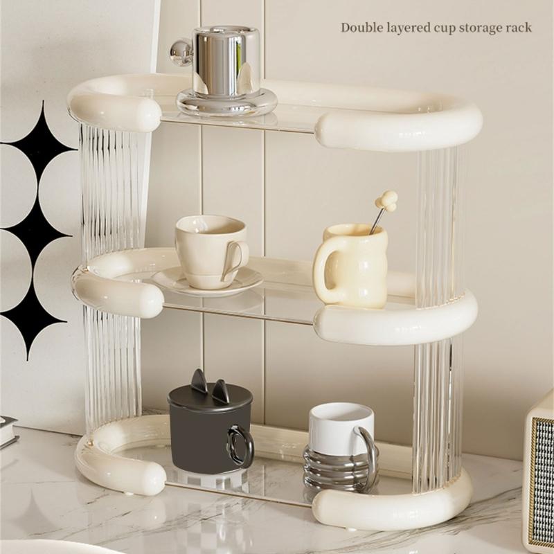 Plastic Cup Organizers Rack for Desk Practical Desk Cup Storage Rack Multi Layer Rack for Students and Professionals