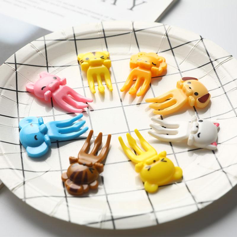 6-20pcs Animal Fruit Fork Mini Cartoon Children Snack Cake Dessert Food Fruit Pick Toothpick Bento Lunches Party Decoration