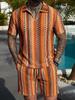 Set Due Pezzi Moda Casual Uomo Polo Manica Corta con Bavero e Pantaloncini