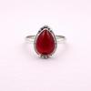 Garnet Quartz Pear Cabochon Ring In 925 Sterling Silver, Boho Statement Gemstone Ring for Women, Handmade Jewelry