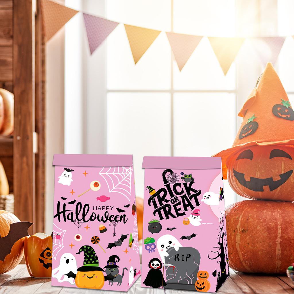 Themed Ghost Halloween Pumpkin Pattern Party Candy Snack Packaging Paper Bag