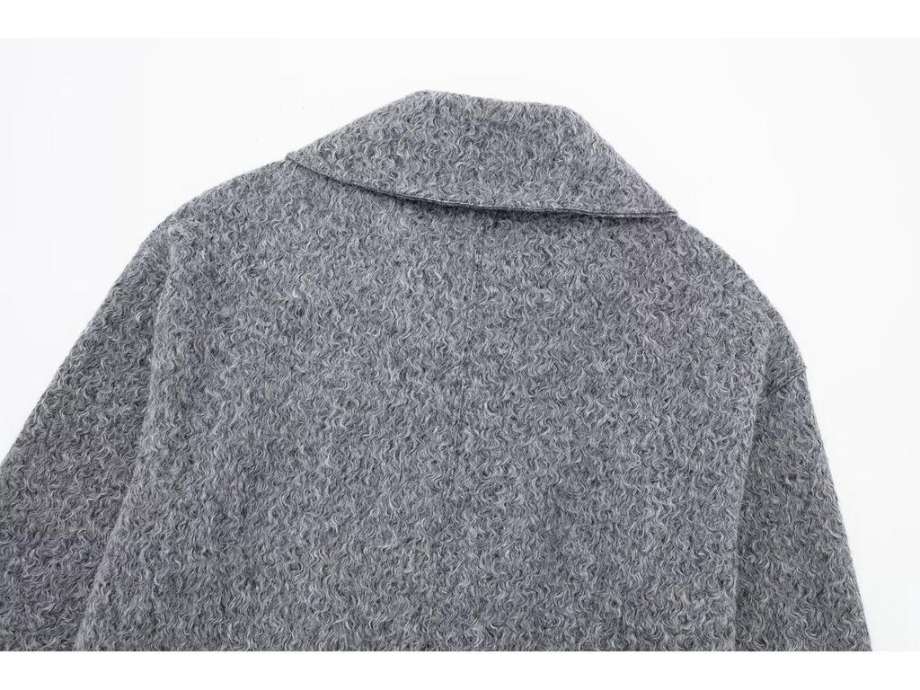 2024 Women's Retro Beaded Wool Coat - High-End Lapel Versatile Woolen Top