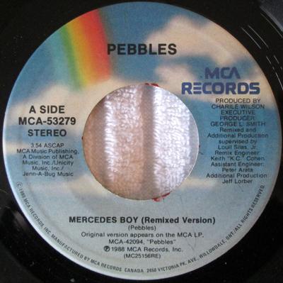 7inch Record PEBBLES - Mercedes Boy (Remixed Version) MCA53279 MCA Records 1988 Canada Soul/Funk Used