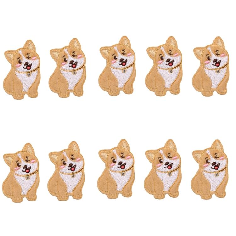 10Pcs Dog Embroidered Iron On Patches Adhesive Embroidery Applique For Jackets Backpacks Dress Hat Clothing Decoration