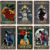 Artisian Halloween Metal Plaque Witches Tin Sign Girl Decorative Plate Wall Decor Garage Bar Pub Club Hotel Kitchen Home