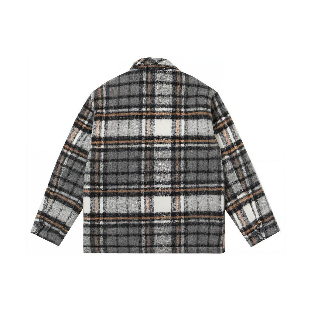 New Era FW21 Warm Plaid CPO Long Sleeve Jacket Unisex Jackets Gray 12866423
