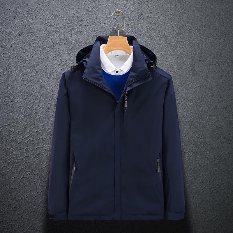 Spring & Autumn Outdoor Windbreaker, Detachable Hood, Solid Color Jacket for Men & Women