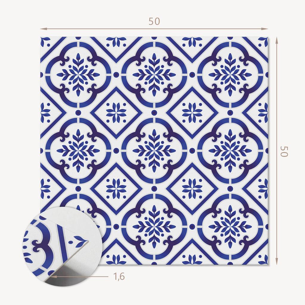 Komplet Kafelków Pcv Z Dekorem Do Kuchni Lub Łazienki Wzór Kafelkowy Z Ornamentami 4X50X50 Cm