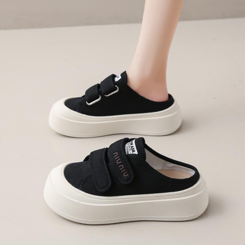 

Модные холщовые мюли CRLAYDK Fashion для женщин, слипоны, повседневные лоферы на платформе, туфли без задника, удобные для ходьбы, уличные шлепанцы 40