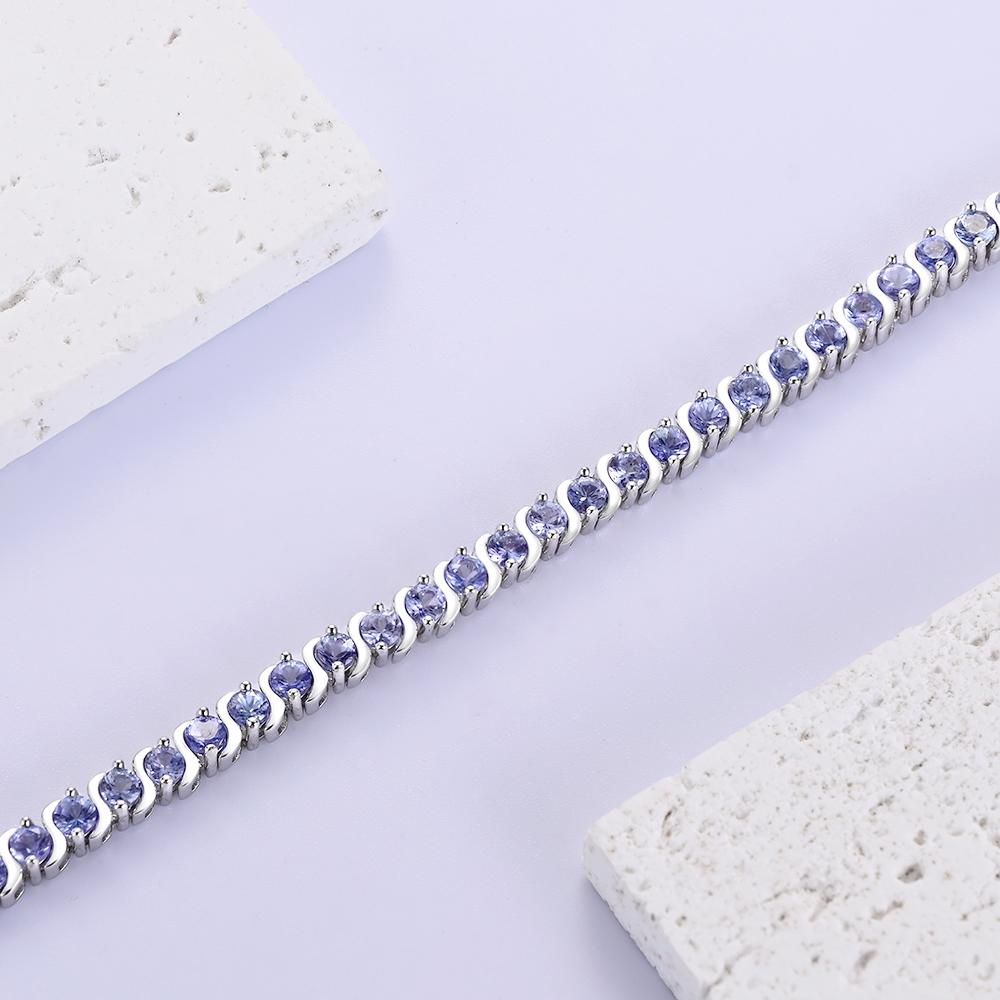 Luxury Rare Gemstone Natural Blue Tanzanite Twist Design Bracelet S925 Silver Fine Jewelry Women Anniversary & Engagement Gift