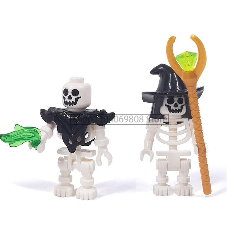MOC Halloween Building Blocks Skeleton Army Knight Figures Flame Horse Medieval Vampire Furniture Assembly DIY Bricks Toys Gifts
