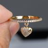 Simple  Love Heart Pendant Rings Luxury Crystal White Zircon Wedding Band Engagement Jewelry Minimalist Mother's Day Gift