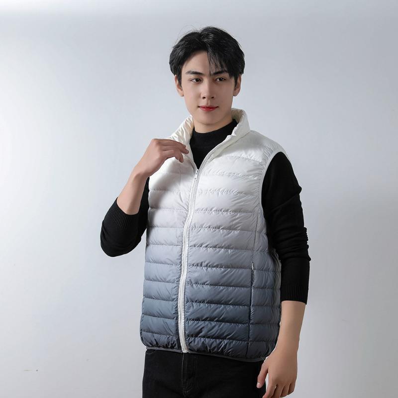 

Мужской жилет на 90% пуху, мужской жилет со стойкой, пуховик из легкого пуха белого утиного пуха, пальто с градиентной расцветкой XXXL