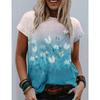 Fresh Floral 3D Digital Printed Women's Fashionable Casual Round Neck Short Sleeved T-shirt