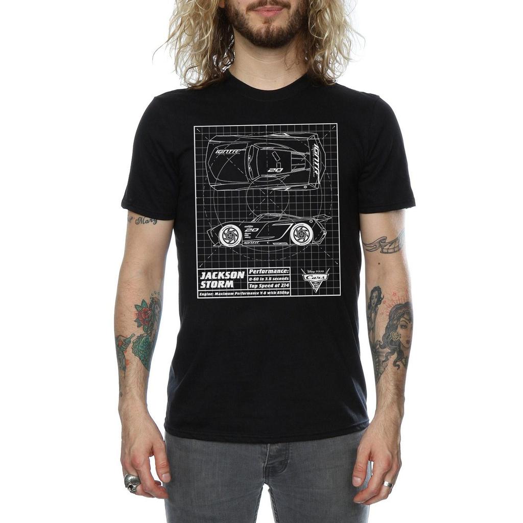 Disney Herren Cars Jackson Storm Blueprint T-Shirt