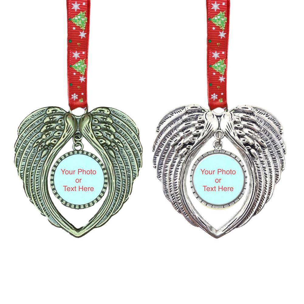 Photo Frame Pendant Angel Wings and Heart-shaped Valentines Day Christmas Party Holiday Party Props Christmas Tree Ornaments