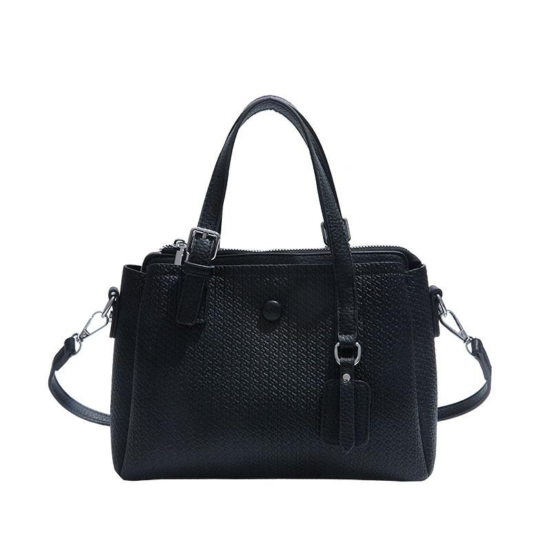 

Текстурированная сумка женская новая модная и простая сумка-тоут для通勤 (комьютинга), сумка через плечо большой вместимости чёрный