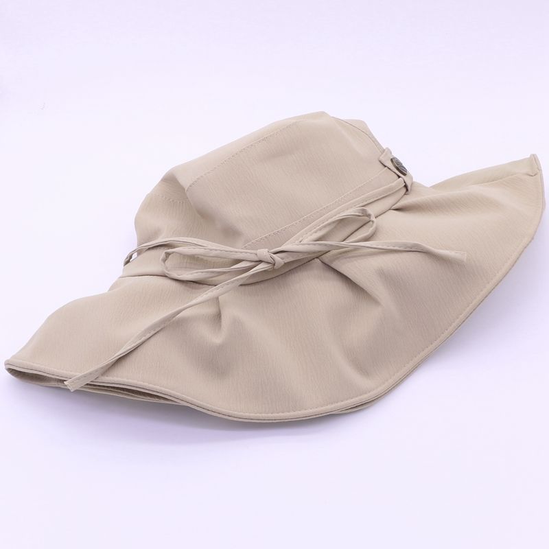 Sun Hat Bow Fisherman Hat Women's Summer Pleated Fabric Sunshade Hat