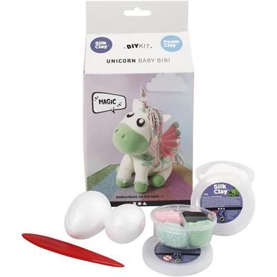 Children's Activity Kit - Silk Clay and Foam Clay Modeling - Green Unicorn
