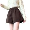 Women's Elastic Waist Woolen A-Line Shorts - Autumn/Winter 2024, Versatile Loose-Fit Bootcut for a Slimming Casual Look