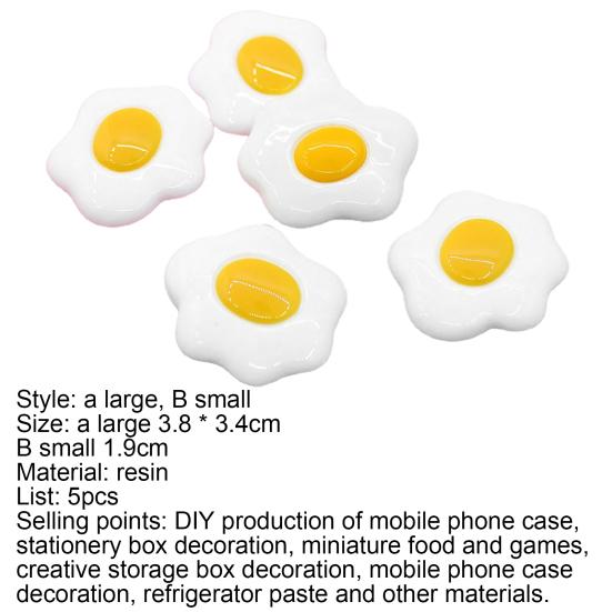 5Pcs Simulation Miniature Fried Eggs Shape Resin Food Poached Egg Accessories for Kids