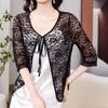 Breathable Summer Women's Cardigan Tie Up Sun Protection Clothing Extra Large Mesh Shawl  for Women