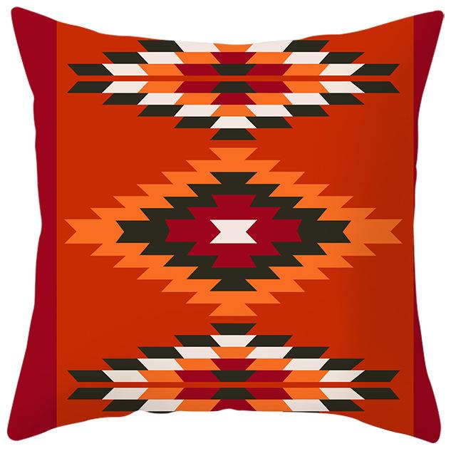 New Ethnic Style Pillow Cover Bohemian Color Geometric Pattern Peach Leather Velvet Retro Pillow Cushion Cover