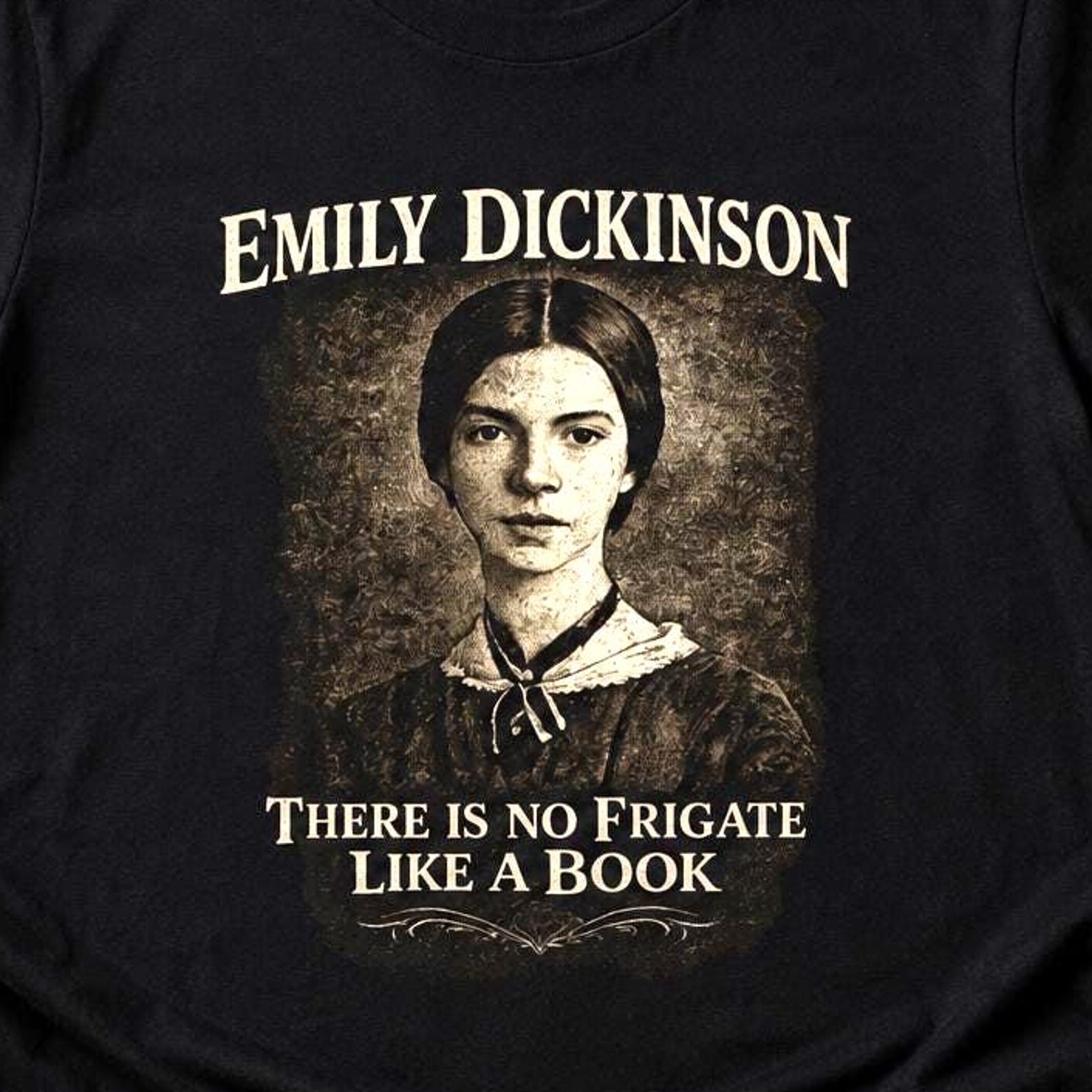 Emily Dickinson Shirt, There Is No Frigate Like a Book Tee | Vintage Poet T-Shirt, Literary Reader Gift, Book Lover Shirt M