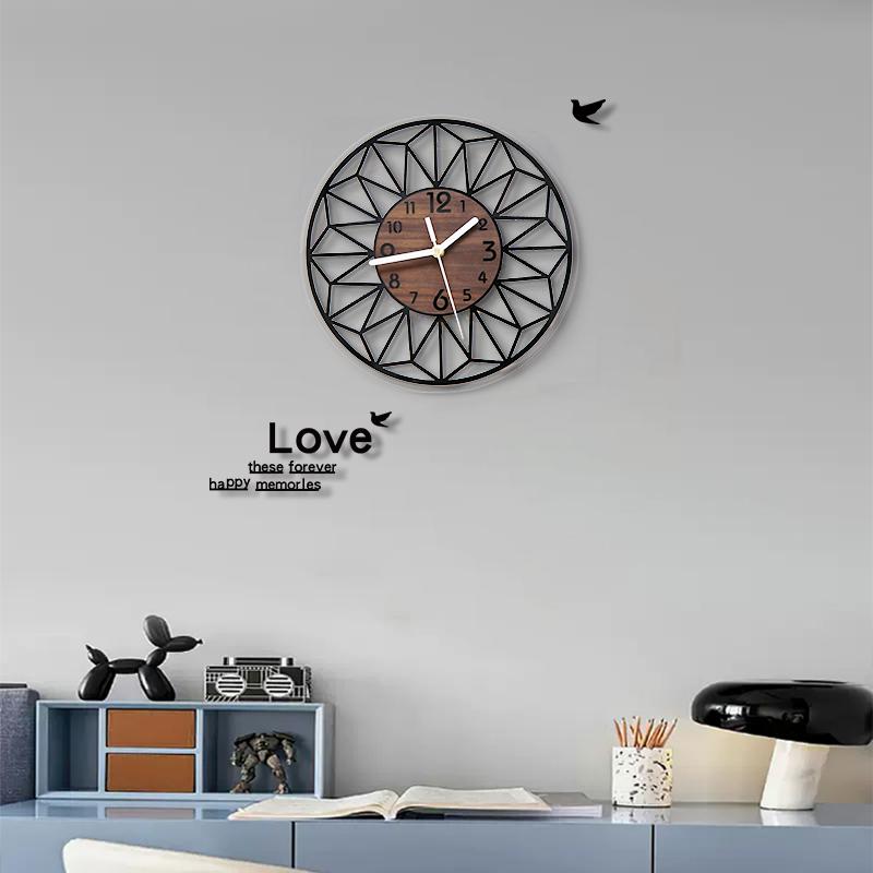 Wooden Grain Wall Clock Bedroom Decoration Aesthetics Kitchen Living Room Office Bedroom Home Decoration 12 Inch Clock