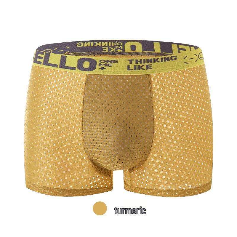 Ice Silk Mesh Men's Breathable Boxer Briefs - Four-Corner Hollow, All-Season, Thin Style