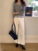 Vison Women's High Waist White Wide-Leg Pants - Spring 2026 Korean Style