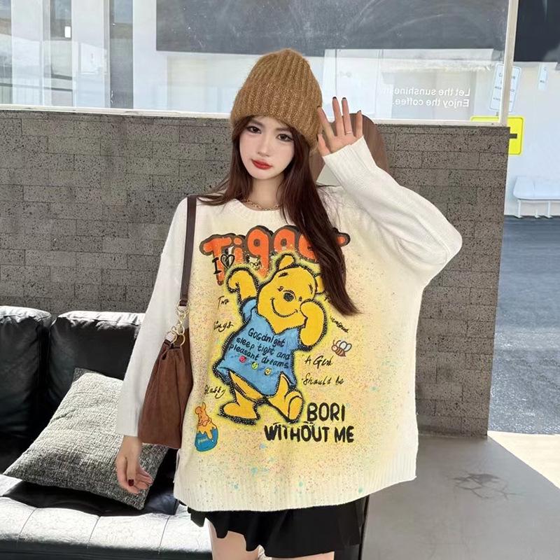 Anime Print College Style Korean Loose Fit Sweater