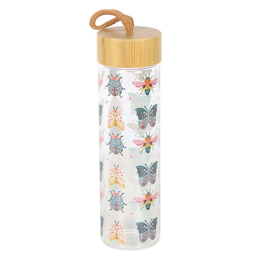 Something Different Floral Bug Glass Water Bottle