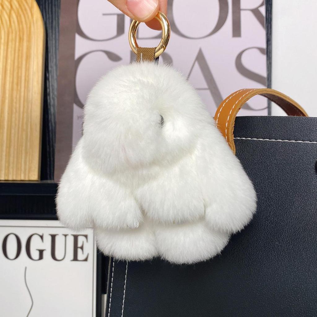 Mini Rex Rabbit Fur Pom Pom Keychain Bag Charm Keyring