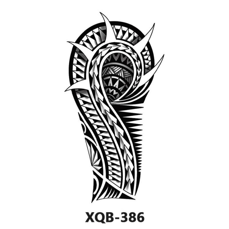 Tattoo Sticker Small Full Arm Animal Tiger Wolf Flower Arm Half Arm Waterproof Lasting Black and White Transfer Sticker