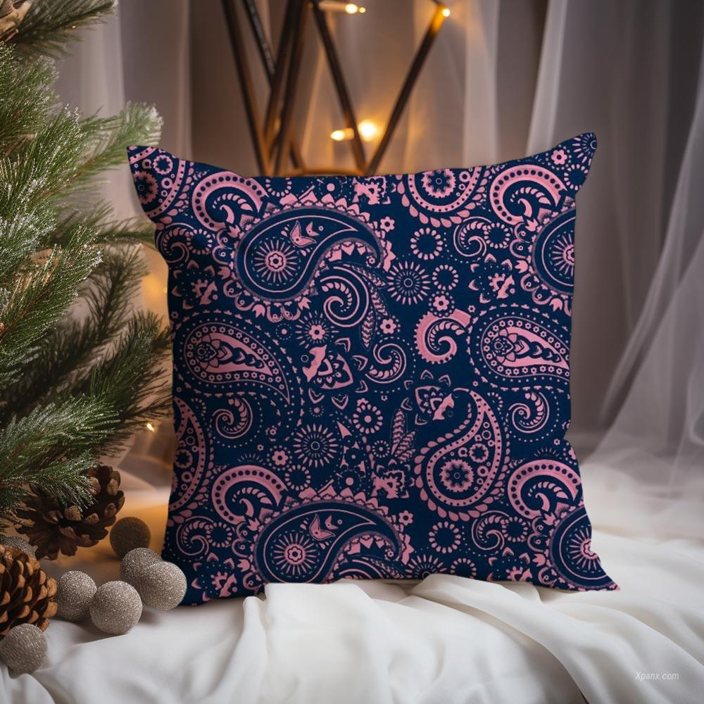 Painted Design P-PaisleyS Cushion Cover Premium Comfort Reversible Pillow Cove -Two in One Design for Any Room & Car Interior