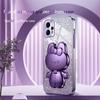Cute 3D Rabbit Makeup Mirror Stand Plating Case For Motorola Moto G13 G23 G53 G72 G73 E13 E20 E22 E32 E6s E7 Plus Protect Cover