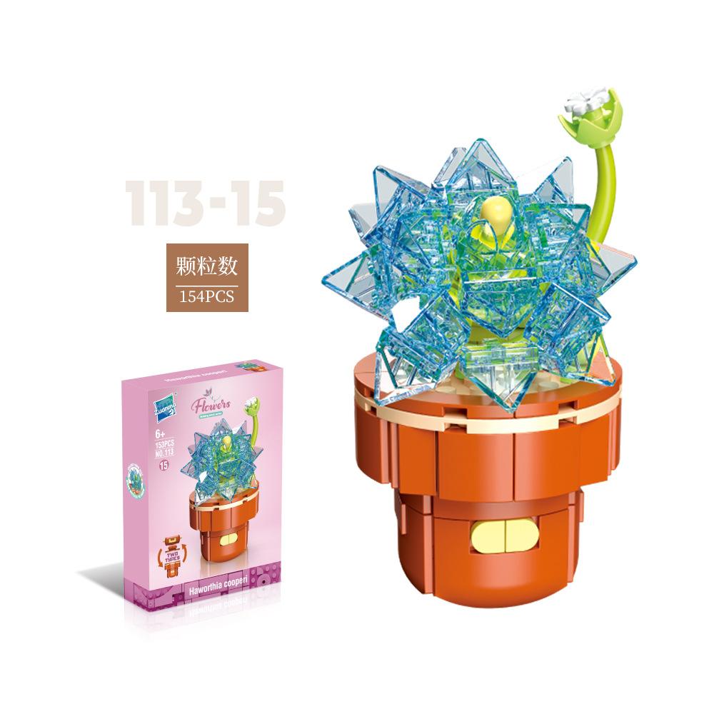 Flower Potted Plant Succulents Building Blocks Ornaments Models Home Decoration Flower Bouquet MOC Bricks Assembly Toy Kids Gift