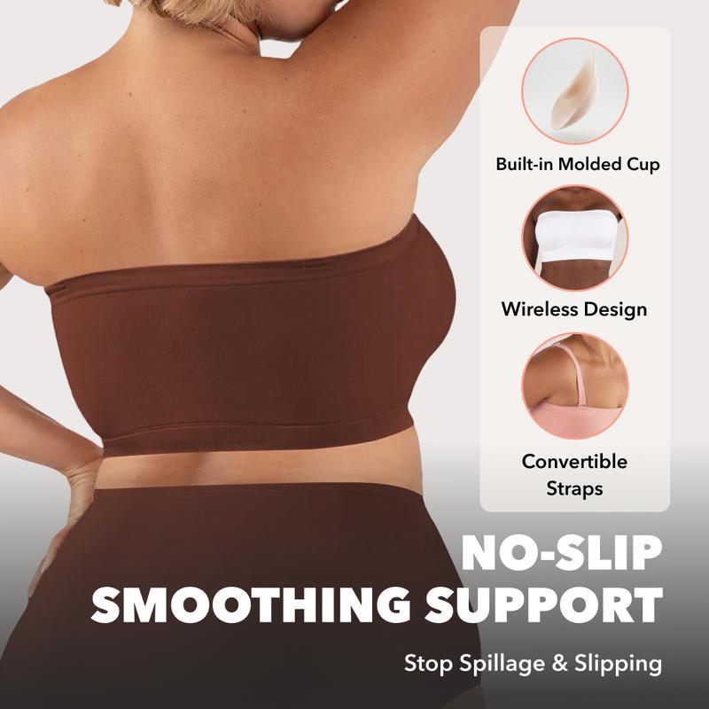 European and American large-size bra anti-skid design, silicone anti-skid strip, removable shoulder strap tube top without steel ring