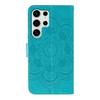 For Samsung Galaxy S24 Ultra Case Rhinestone Decor PU Leather Mandala Imprinted Design Phone Cover with Wrist Strap