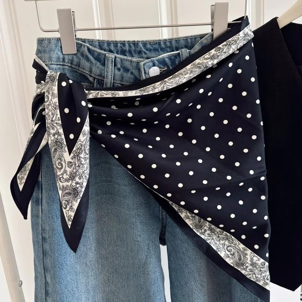 Multi-functional Floral Triangle Scarf Matching Pants Decorative Headscarf New Waist Belt  Summer