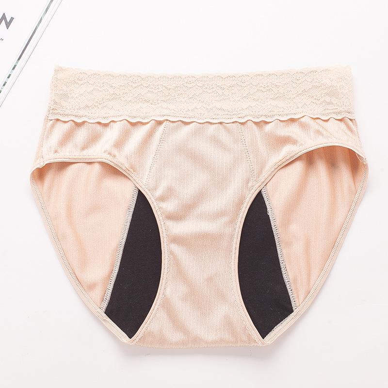 Women's Plus Size Lace Physiological Pants with Four Layers No Need To Wear Sanitary Pads Front Back Leak Proof Menstrual Underwear Panties