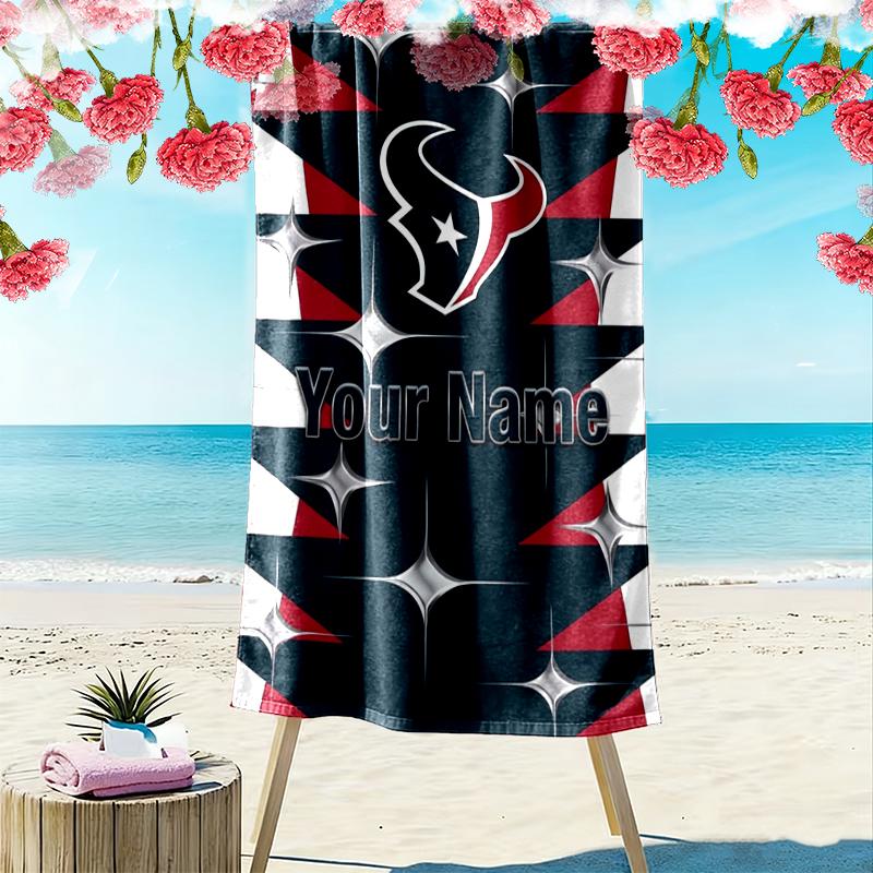 Custom NameFootball Team Logo Beach Towel Soft Microfiber Summer Towel Quick Dry Absorbent Towel for Beach Swimming Pool Travel