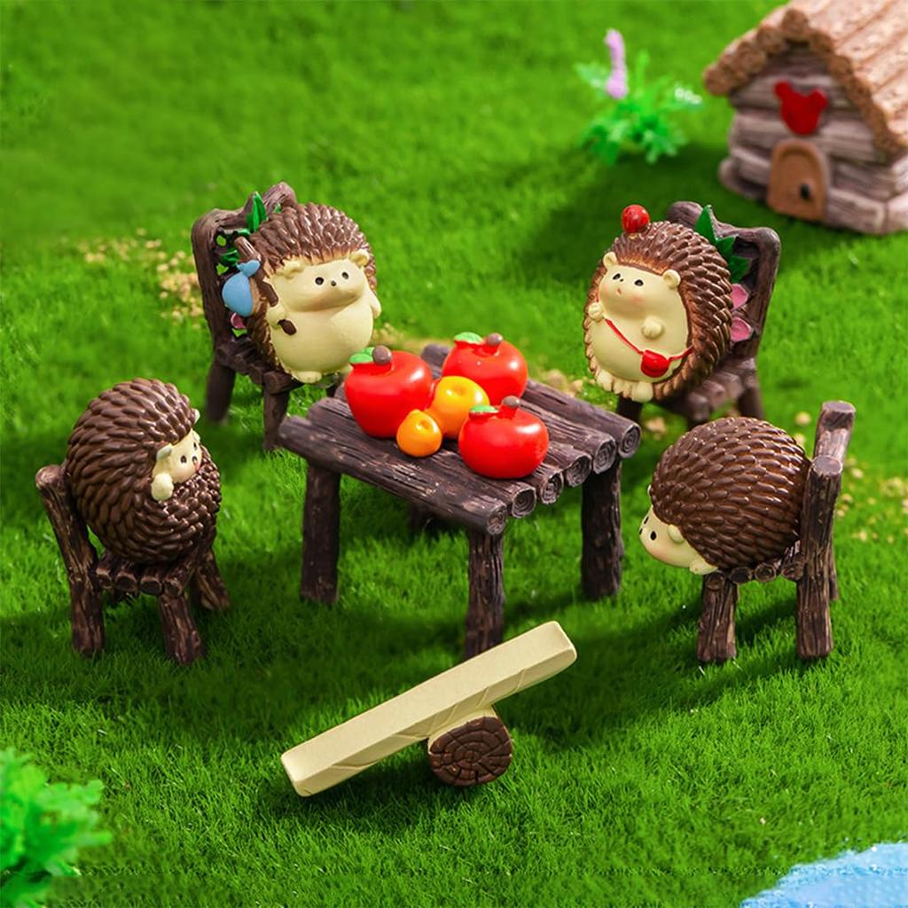DeryArcle Hedgehog Set of Miniature Lawn Resin Fairy Garden House Entryway Cute Fairy Fairy Good Micro Borrowed Cute and Soothing Flower Moss Entryway