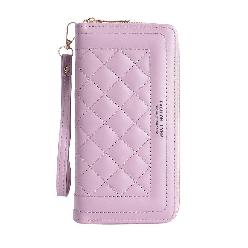 Embroidered Women's Long Wallet with Double Zipper - Fashionable European & American Style Clutch and Multifunctional Phone & Card Holder for 2025