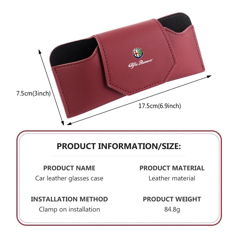 Para Alfa Romeo 2026 Pegatina Caliente Para Visera de Coche Alfa Romeo Gafas Cuero Resistente al Desgaste Gafas de Sol Caja Protectora Giulietta