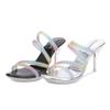 New transparent high-heeled sandals women's thin heel sexy crystal and cool slippers outer wear supply